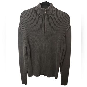 Structure Men's Gray Pullover Half Zip Mock Neck Cotton Sweater Size LG